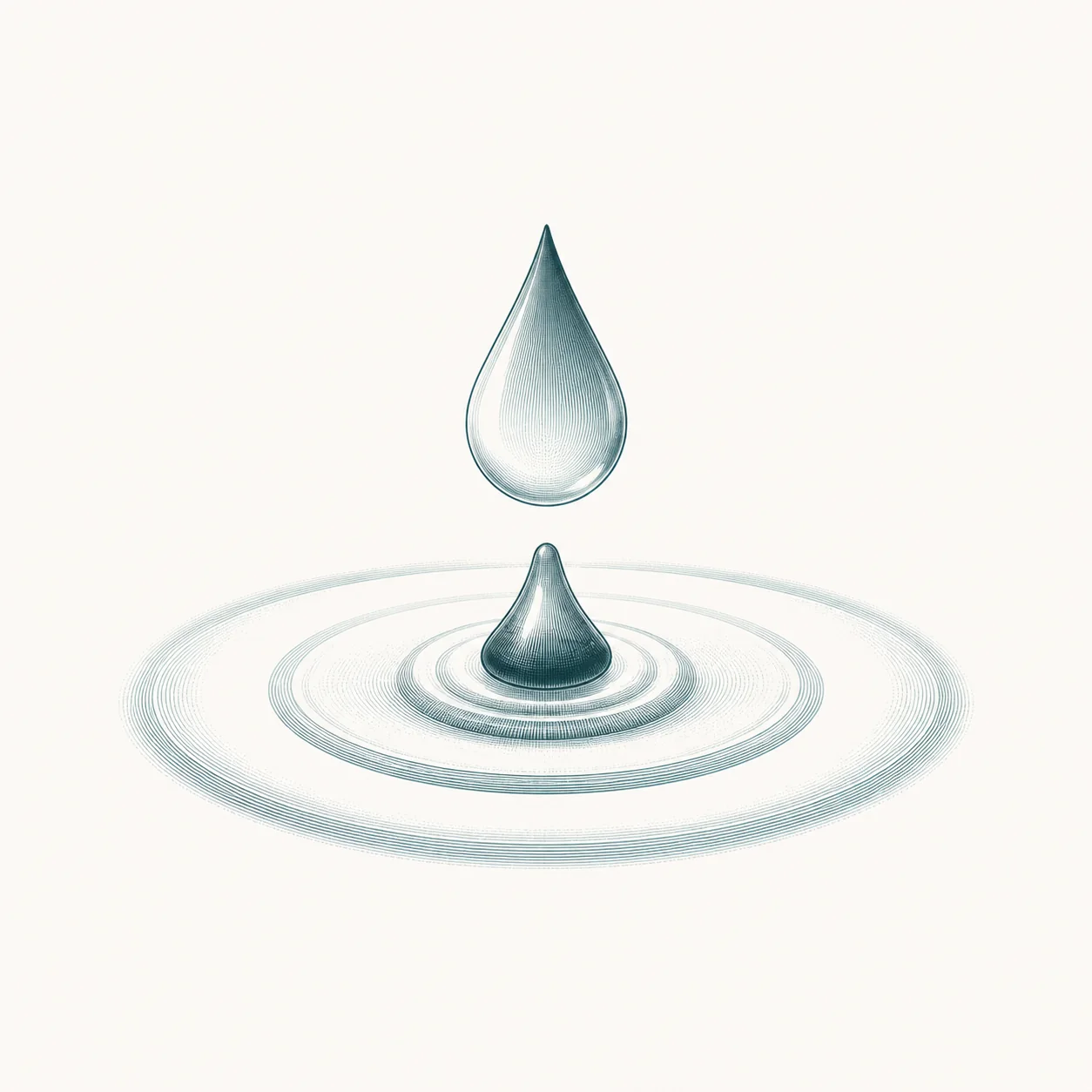 Hydration biomarker represented by a water droplet and fluid measurement rings
